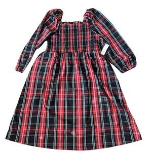 Draper James Plaid Midi Dress in Red and Black